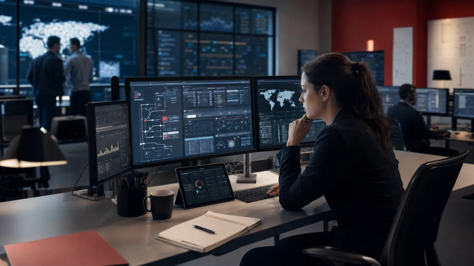 Surveillance d’alertes et de flux d’accès sur plusieurs écrans dans un SOC